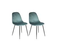 ALESSIA - Lot de 2 Chaises Velours Côtelé Bleu Canard -