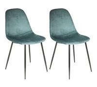ALESSIA - Lot de 2 Chaises Velours Côtelé Bleu Canard -