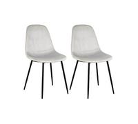 ALESSIA - Lot de 2 Chaises Velours Côtelé Gris Clair -