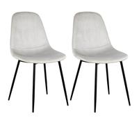 ALESSIA - Lot de 2 Chaises Velours Côtelé Gris Clair
