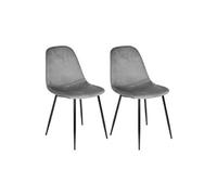 ALESSIA - Lot de 2 Chaises Velours Côtelé Gris Foncé -