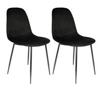 Alessia - Lot de 2 Chaises Velours Côtelé Noires