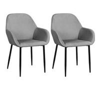 ALESSIA - Lot de 2 Fauteuils Velours Côtelé Gris -