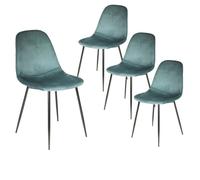 ALESSIA - Lot de 4 Chaises Velours Côtelé Bleu Canard -