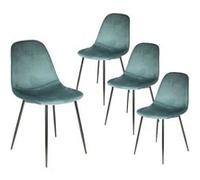 ALESSIA - Lot de 4 Chaises Velours Côtelé Bleu Canard -