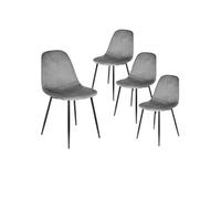 ALESSIA - Lot de 4 Chaises Velours Côtelé Gris Foncé -
