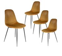 Alessia - Lot de 4 Chaises Velours Côtelé Jaune Moutarde