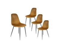 ALESSIA - Lot de 4 Chaises Velours Côtelé Jaune Moutarde - Altobuy Jaune