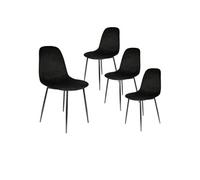 ALESSIA - Lot de 4 Chaises Velours Côtelé Noires -