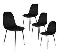 ALESSIA - Lot de 4 Chaises Velours Côtelé Noires - Altobuy Noir