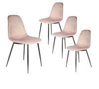 ALESSIA - Lot de 4 Chaises Velours Côtelé Roses - Altobuy Rose