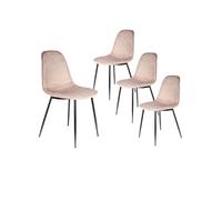 ALESSIA - Lot de 4 Chaises Velours Côtelé Roses -