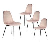 ALESSIA - Lot de 4 Chaises Velours Côtelé Roses - Altobuy Rose