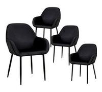 ALESSIA - Lot de 4 Fauteuils Velours Côtelé Noir -