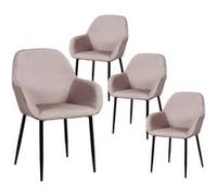 ALESSIA - Lot de 4 Fauteuils Velours Côtelé Rose - Altobuy Rose