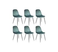 ALESSIA - Lot de 6 Chaises Velours Côtelé Bleu Canard -