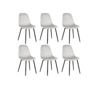 ALESSIA - Lot de 6 Chaises Velours Côtelé Gris Clair -