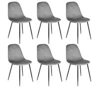 ALESSIA - Lot de 6 Chaises Velours Côtelé Gris Foncé - Altobuy Gris