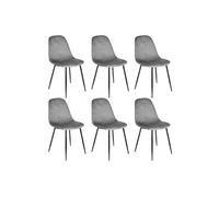ALESSIA - Lot de 6 Chaises Velours Côtelé Gris Foncé -