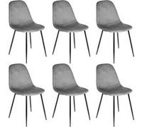 ALESSIA - Lot de 6 Chaises Velours Côtelé Gris Foncé - Altobuy Gris