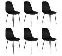 ALESSIA - Lot de 6 Chaises Velours Côtelé Noires -