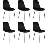 ALESSIA - Lot de 6 Chaises Velours Côtelé Noires -