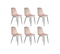 ALESSIA - Lot de 6 Chaises Velours Côtelé Roses -