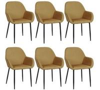 ALESSIA - Lot de 6 Fauteuils Velours Côtelé Jaune Moutarde - Altobuy Jaune