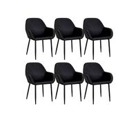 ALESSIA - Lot de 6 Fauteuils Velours Côtelé Noir - Altobuy Noir