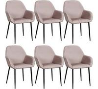 ALESSIA - Lot de 6 Fauteuils Velours Côtelé Rose -