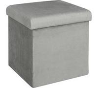 Pouf Altobuy ALESSIA - Pouf Coffre Carré Velours Côtelé Gris -