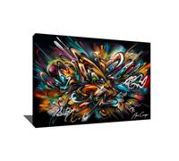 Alessio Cacciatore Tableau Abstrait Moderne Coloré Toile Pop Art Grand Format Tableau Decoration Murale Salon Moderne Abstrait Deco Murale Graffiti 80x60cm