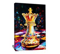 Alessio Cacciatore Tableau D'échec - Affiche Decoration Murale Pop Art - Impression Sur Toile Colorée - Tableau Chambre Gaming - Toile Moderne Abstrait - Deco Murale Design - Cadeau Échec (40x30cm)