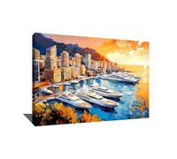 Alessio Cacciatore Tableau French Riviera - Affiche Decoration Murale Bateau - Impression Sur Toile Bord De Mer - Tableau Chic Et Moderne - Décoration Murale Luxe - Toile Contemporaine (60x40cm)