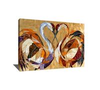 Alessio Cacciatore Tableau Mosaïque - Décoration Murale Cygne - Impression Sur Toile Animaux - Tableau Avec Coeur - Décoration Murale Or - Toile Moderne Design Salon - Idée Déco Maison (40x30cm)