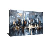 Alessio Cacciatore Tableau New York Panoramique - Impression Abstraite Sur Toile Moderne Salon - Art Mural Abstrait en Toile - Décoration Murale Design Moderne - Toile Moderne Abstraite (120x80cm)