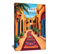 Alessio Cacciatore Tableau Oriental Marocaine - Impression Sur Toile Orientale - Decoration Murale Arabesque - Idee Deco Chambre Adulte - Tableau Oriental Marocain - Deco Murale Moderne (80x60cm)