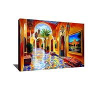 Alessio Cacciatore Tableau Oriental Salon - Impression Sur Toile Maroc - Affiche Art Contemporain - Tableau Arabe Islamique Avec Cadre - Décoration Murale Salon Moderne - Idée Cadeau Homme (120x80cm)