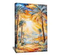Alessio Cacciatore Tableau Palmier - Décoration Murale Tropicale - Impression Sur Toile Coucher De Soleil - Tableau Paysage Oriental - Décoration Murale Désert - Impression Sur Toile Maroc (120x80cm)
