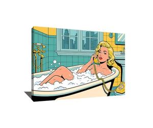 Alessio Cacciatore Tableau Pin Up - Affiche Décoration Murale Pop Art - Impression Sur Toile Vintage - Tableau Déco Rétro - Cadre Décoration Murale Pour Salle De Bain - Toile Année 50, 60x40cm