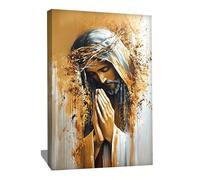 Alessio Cacciatore Tableau Religieux Catholique - Art Mural Doré - Décoration Murale Spirituelle - Tableau Jesus Pour Salon - Idée Cadeau Chrétien - Impression Sur Toile Avec Cadre Zen (40x30cm)