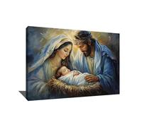 Alessio Cacciatore Tableau Sainte Famille - Décoration Murale Chrétienne - Impression Sur Toile Zen - Tableau Jésus Christ Pour Salon - Décoration Murale Spirituelle - Idée Cadeau Chrétien (40x30cm)