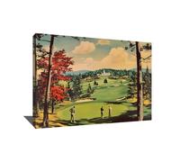 Alessio Cacciatore Tableau Vintage Rétro - Cadre Décoration Murale Paysage - Impression Sur Toile Grand Format - Tableau Golfeur - Affiche Décoration Murale Mid Century - Cadeau Pour Golfeur, 40x30cm