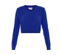 Aleva Pull Court pour Femme avec col en V et Maille torsadée Bleu Roi Taille Sweater