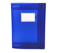 Alevar Dossier 3 rabats avec élastique et fenêtre transparente avec étiquette insérée, plastique translucide, format 32 x 24 cm, dos 1,8 cm, couleur bleu