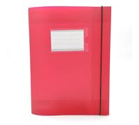 Alevar Dossier 3 rabats avec élastique et fenêtre transparente avec étiquette insérée, plastique translucide, format 32 x 24 cm, dos 1,8 cm, couleur rouge