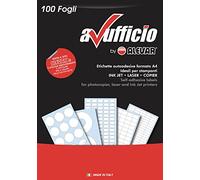 Alevar Lot de 100 étiquettes adhésives avec coins arrondis, format 100 x 17 mm, 30 étiquettes blanches pour feuille, lot de 100 feuilles A4