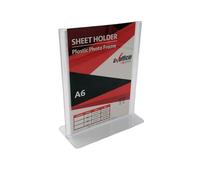 Alevar Porte-brochures en plastique transparent, porte-alertes de table avec base en T, format 10,5 x 14,8 cm A6