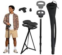 ALEVMOOM Canne de Marche avec siège, Canne Pliante Portable, béquilles Tabouret pour Adultes, Tabouret léger rétractable pour Personnes âgées, Charge maximale de 150 kg, Tabouret de Repos de Voyage