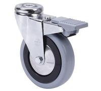 Alex A - Roulette à frein ø 100 M13 lisse en caoutchouc gris